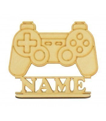 Laser Cut Personalised Playstation Controller Shape on a Stand